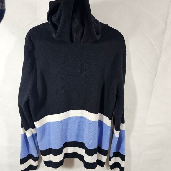 Lily Stanhope Hooded Zipper Front Navy Cotton Sweater XL - Picture 3 of 5